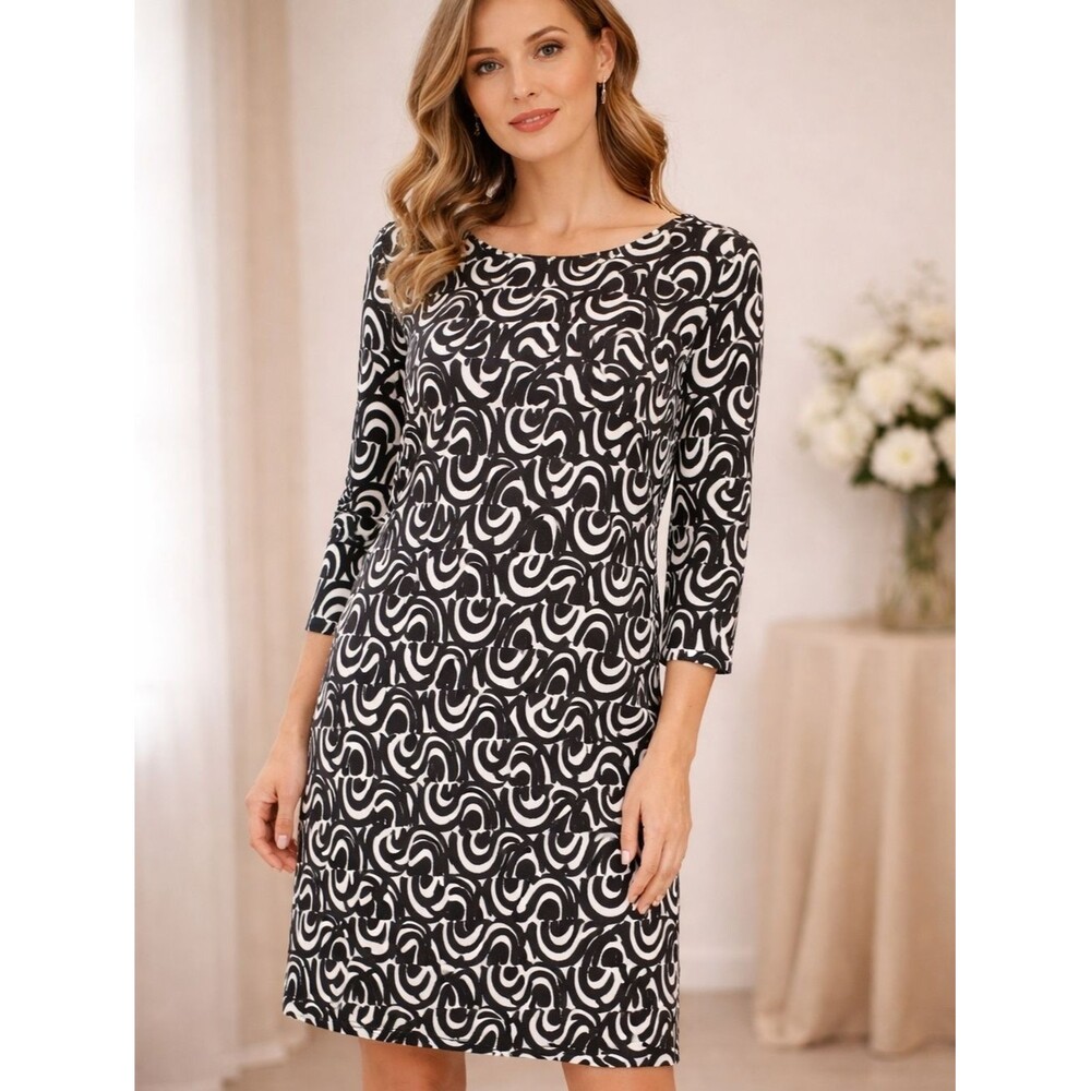 Eloquii Dress Black With White Swirls Sz 20 Office Feminine